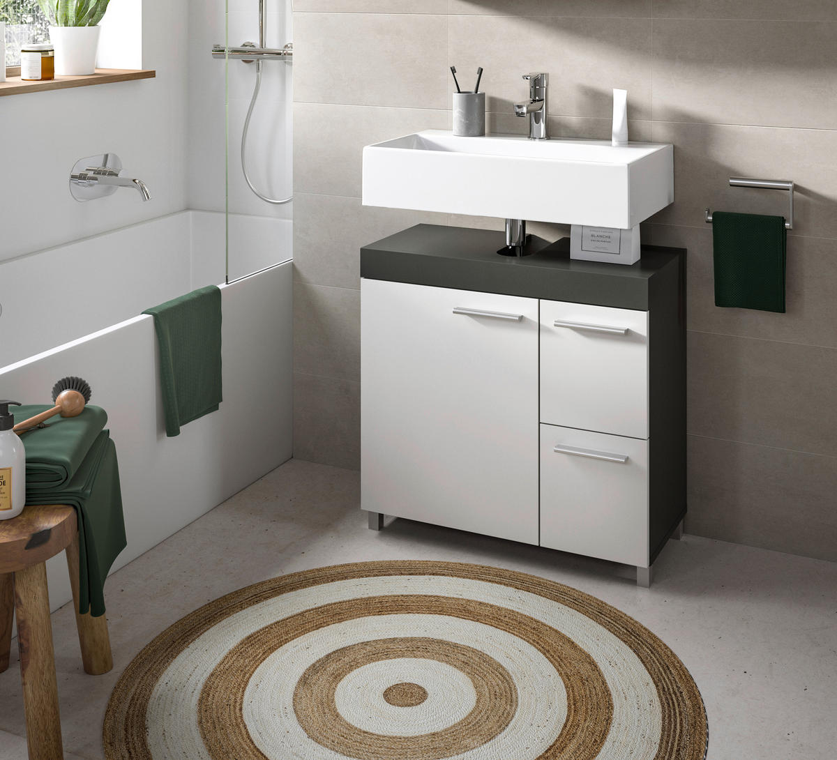 WASCHBECKENUNTERSCHRANK 65/63/31 cm  - Anthrazit/Silberfarben, Trend, Holzwerkstoff/Kunststoff (65/63/31cm) - MID.YOU