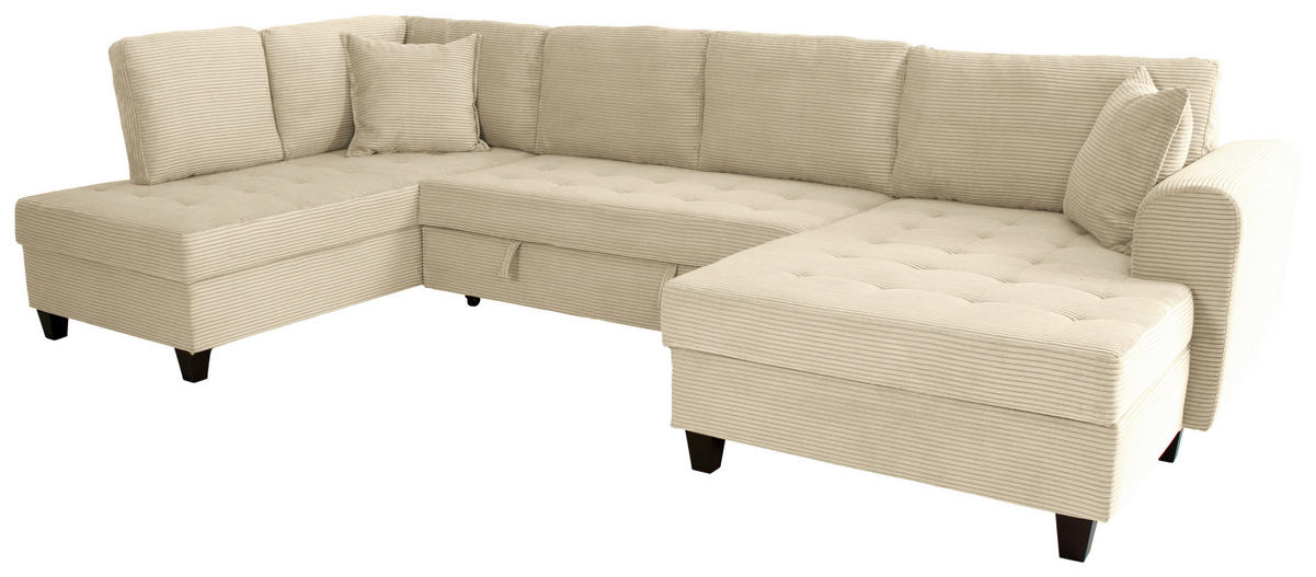 WOHNLANDSCHAFT MORITZ Creme Cord  - Creme, Trend, Textil (178/324/155cm) - P & B