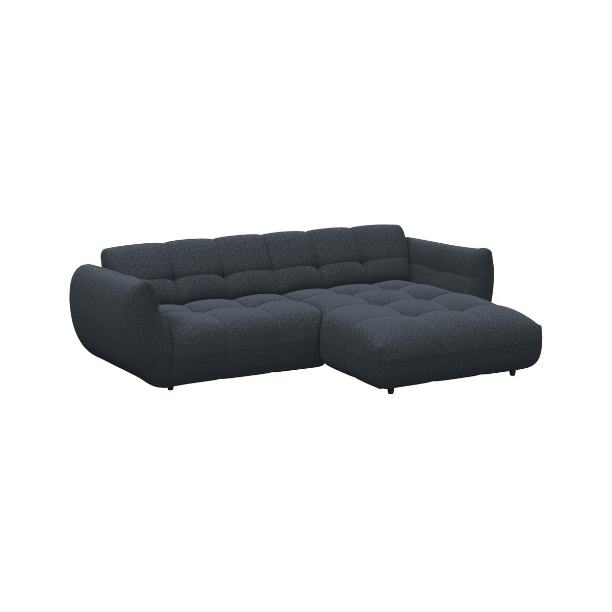 ECKSOFA Chenille Dunkelblau  - Schwarz/Dunkelblau, Trend, Kunststoff/Textil (280/178cm) - MID.YOU