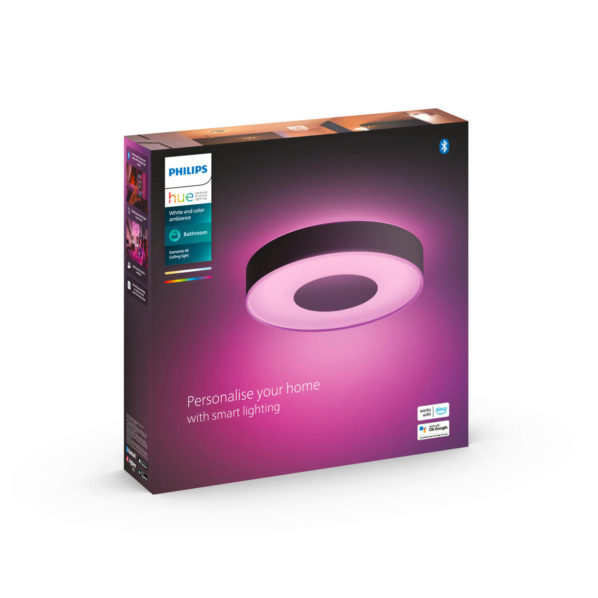 LED-DECKENLEUCHTE Xamento 38,1/8,4 cm   - Schwarz, Design, Metall (38,1/8,4cm) - Philips HUE