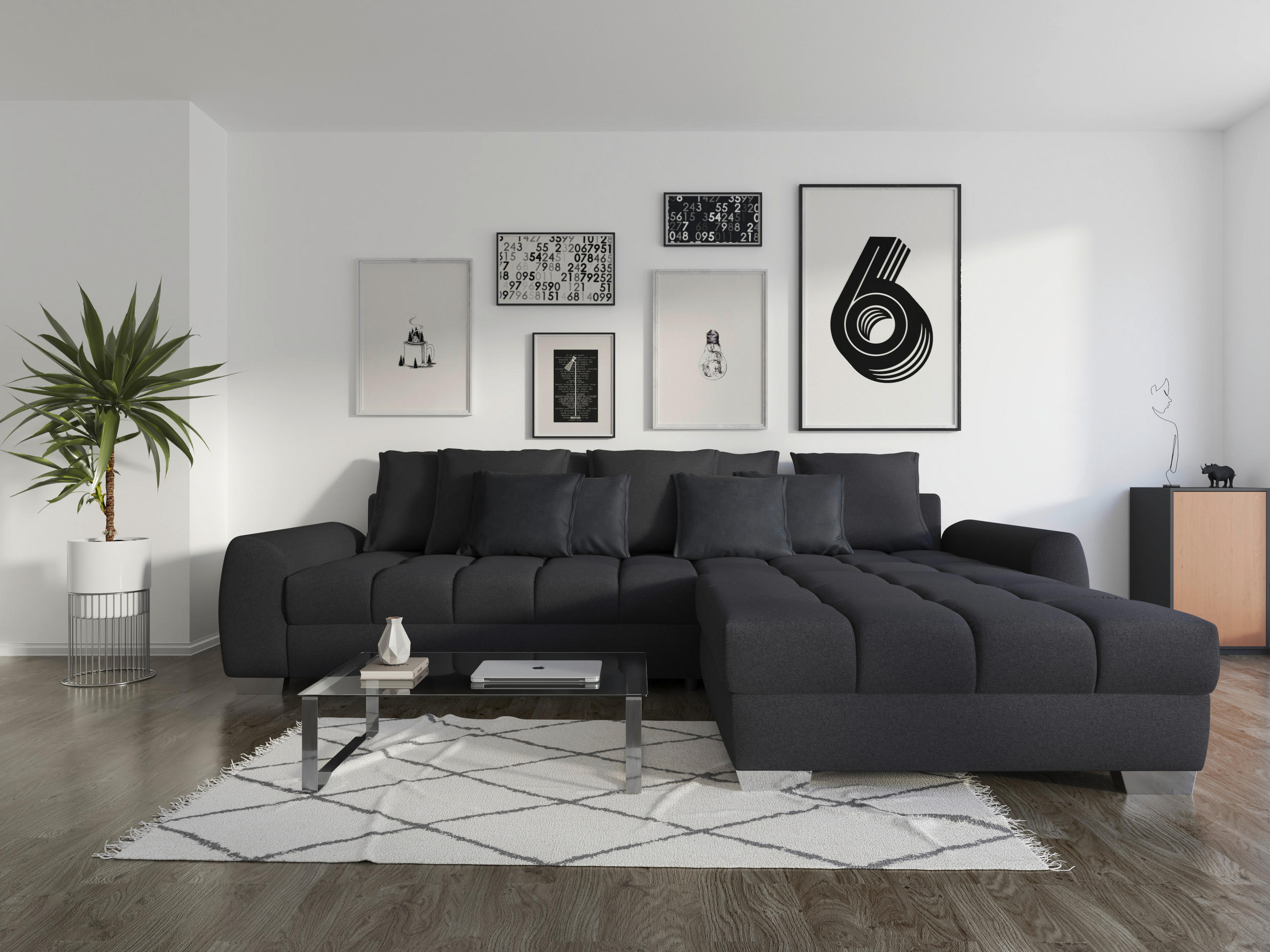 ECKSOFA in Webstoff Dunkelblau  320/226 cm  - Chromfarben/Blau, Design, Kunststoff/Textil (320/226cm) - Carryhome