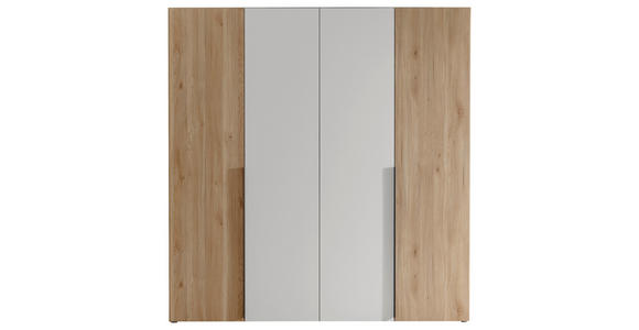 KLEIDERSCHRANK in Weiß, Eichefarben - Eichefarben/Schwarz, KONVENTIONELL, Holzwerkstoff/Kunststoff (200/210/53cm) - Carryhome