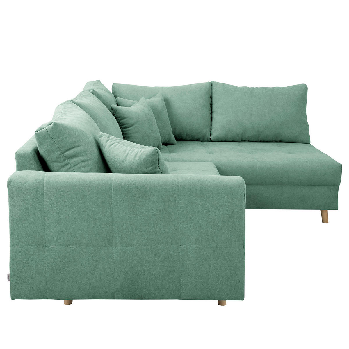 ECKSOFA Ariella Mintgrün Mikrofaser  - Naturfarben/Mintgrün, Design, Holz/Textil (231/161cm) - Livetastic