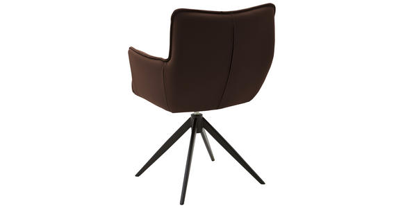 ARMLEHNSTUHL in Echtleder pigmentiert - Schwarz/Braun, Design, Leder/Metall (63/88/65cm) - Valnatura