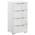 KOMMODE , 40/81/42 cm, 4 Schublade(n)  - Klar/Silberfarben, Design, Glas/Holzwerkstoff (40/81/42cm) - Novel