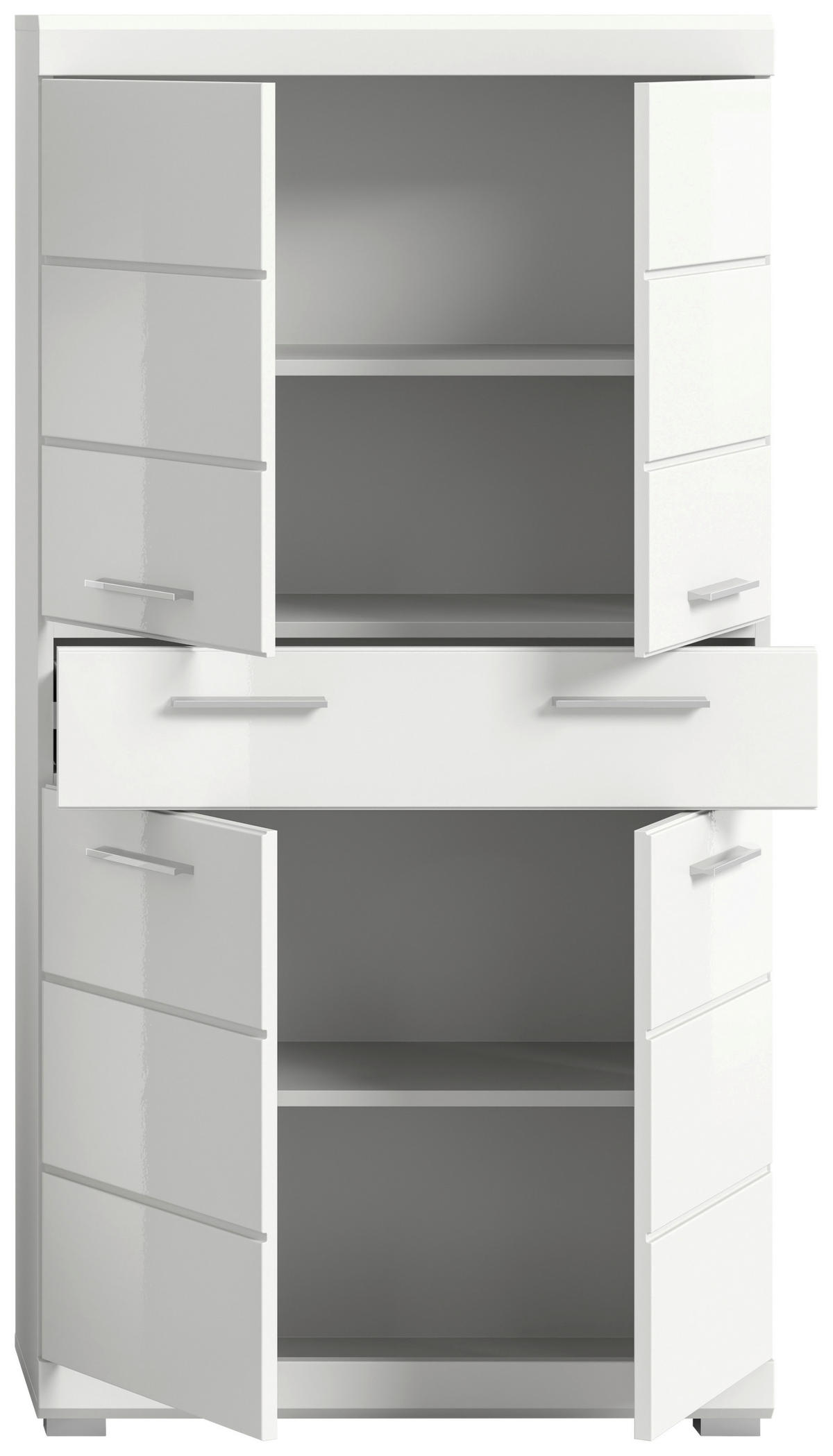 SREDNJE VISOKA OMARA 74/141/31 cm  - srebrne barve/bela, Moderno, umetna masa/leseni material (74/141/31cm) - MID.YOU
