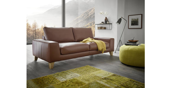 SOFA in Echtleder Braun - Eichefarben/Braun, Design, Leder/Holz (226/88/107cm) - Dieter Knoll