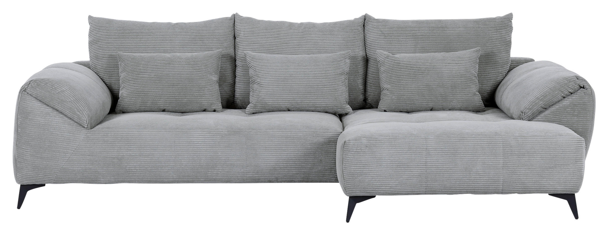 ECKSOFA Hellgrau Cord  - Hellgrau/Schwarz, KONVENTIONELL, Textil/Metall (311/176cm) - Carryhome