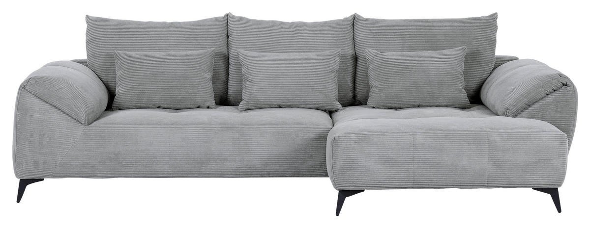 ECKSOFA in Cord Hellgrau  - Hellgrau/Schwarz, Konventionell, Textil/Metall (311/176cm) - Carryhome