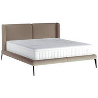 POLSTERBETT 180/200 cm,  in Braun, gepolstertes Kopfteil,  - Schwarz/Braun, MODERN, Textil/Metall (180/200cm) - Livetastic