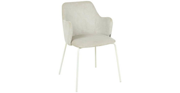 ARMLEHNSTUHL in Eisen Samt - Beige/Creme, Design, Textil/Metall (53/85/58cm) - Novel