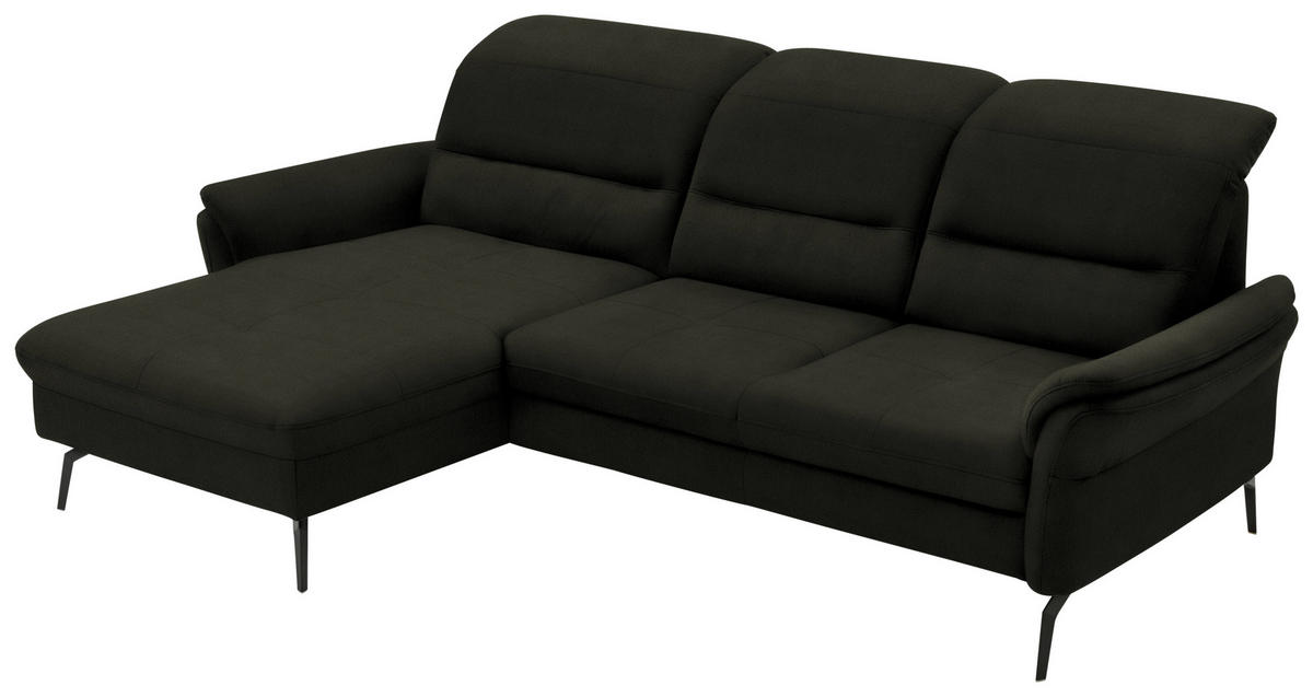 ECKSOFA in Flachgewebe Dunkelgrün  - Dunkelgrün/Schwarz, Konventionell, Textil/Metall (181/260cm) - Beldomo Speed