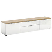 LOWBOARD  220/49/43 cm 2 Schublade(n) stehend  - Weiss Hochglanz/Eichefarben, Design, Holzwerkstoff/Kunststoff (220/49/43cm) - Xora