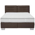 BOXSPRINGBETT 200/200 cm,  in Dunkelbraun, Matratze, gepolstertes Kopfteil, H3 + H3 = fest  - Chromfarben/Dunkelbraun, KONVENTIONELL, Textil (200/200cm) - Dieter Knoll