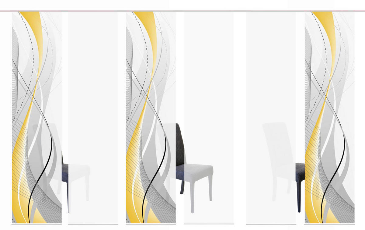 FLÄCHENVORHANG  6 Stück  halbtransparent   60/245 cm  - Gelb/Hellgelb, Design, Textil (60/245cm)