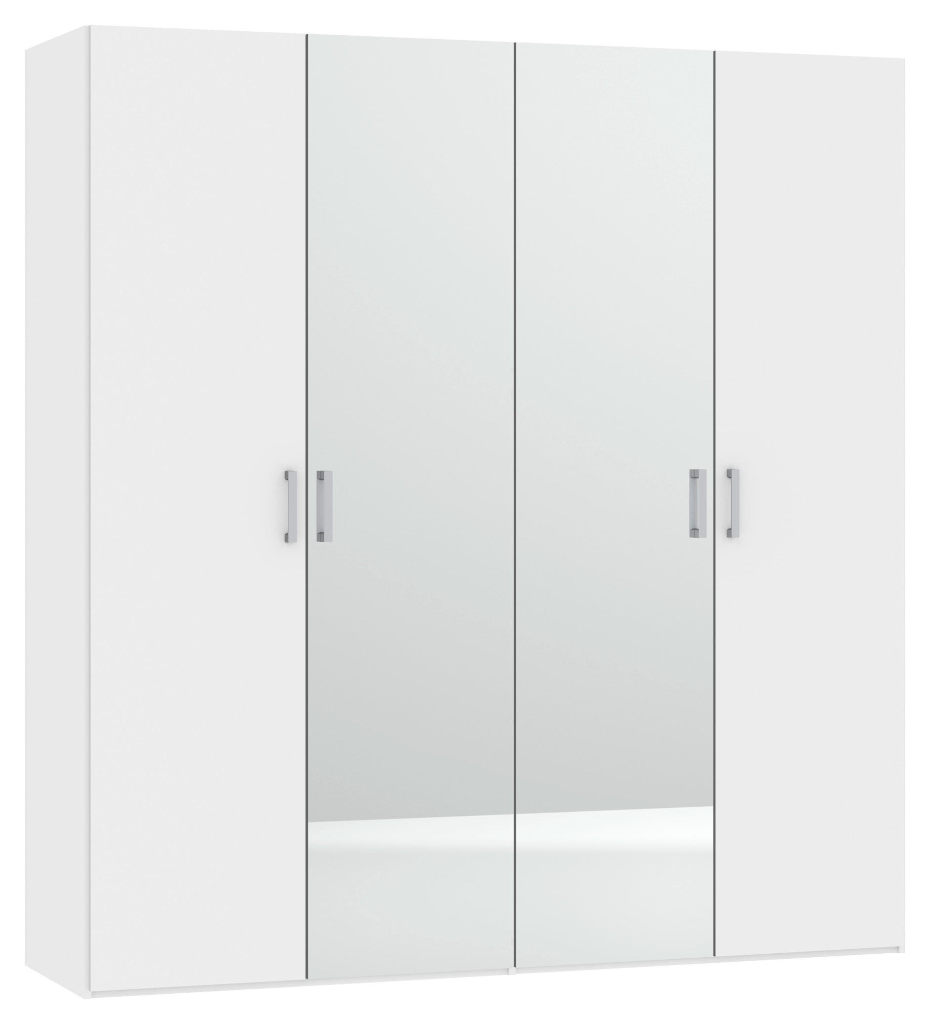 DREHTÜRENSCHRANK 203/236/59 cm,  in Weiß, 4-türig  - Chromfarben/Weiß, Design, Glas/Holzwerkstoff (203/236/59cm) - Boxxx