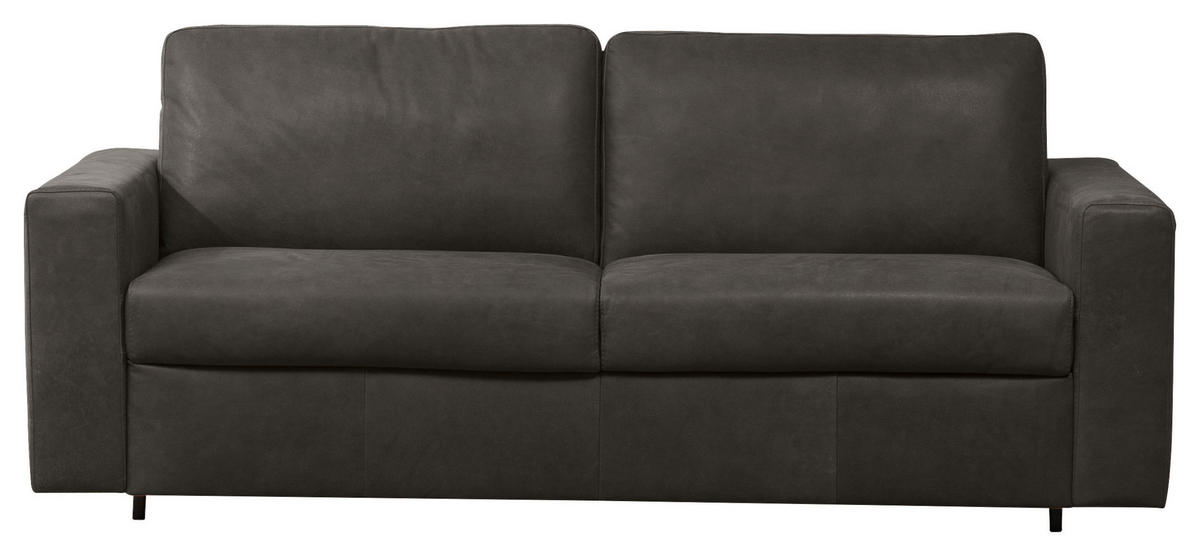 SCHLAFSOFA Schwarz Echtleder  - Schwarz, KONVENTIONELL, Leder/Kunststoff (198/84/98cm) - Novel