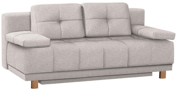 BOXSPRINGSOFA in Webstoff Hellgrau - Eichefarben/Hellgrau, MODERN, Holz/Textil (202/92/104cm) - Novel