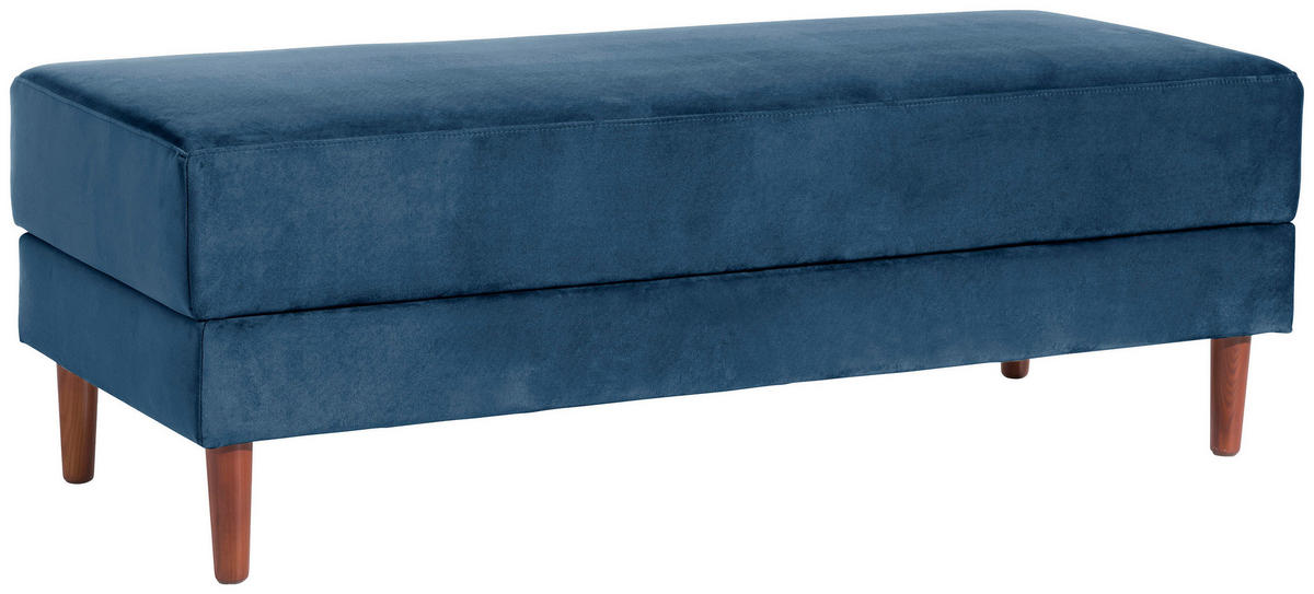 ECKSCHLAFSOFA inkl. Hocker in Dunkelblau Textil   - Eschefarben/Dunkelblau, Design, Holz/Textil (223/152cm) - Max Winzer