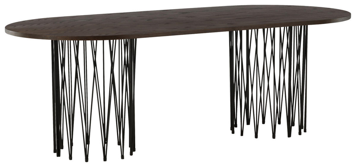 ESSTISCH furniert oval Schwarz, Dunkelbraun  - Dunkelbraun/Schwarz, Design, Holz/Metall (220/100/74cm) - Livetastic