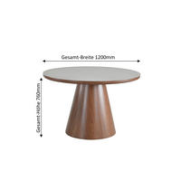ESSTISCH Nachbildung  Glas, Holzwerkstoff rund Beige, Walnussfarben  - Beige/Walnussfarben, Modern, Glas/Holzwerkstoff (120/75cm) - MID.YOU