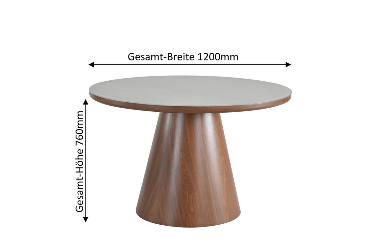 ESSTISCH Nachbildung  Glas, Holzwerkstoff rund Beige, Walnussfarben  - Beige/Walnussfarben, MODERN, Glas/Holzwerkstoff (120/75cm) - MID.YOU