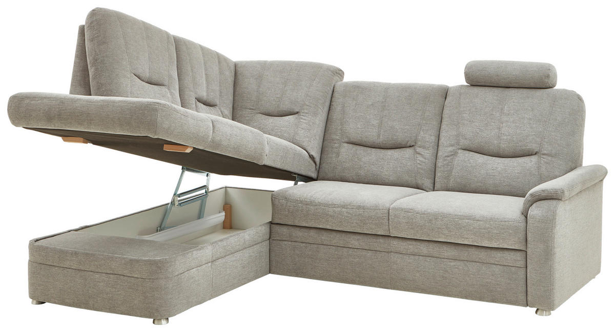 ECKSOFA  in Chenille Grau  185/235 cm  - Schwarz/Grau, KONVENTIONELL, Kunststoff/Textil (185/235cm) - Beldomo Comfort