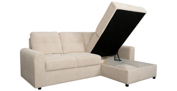 ECKSOFA in Chenille Creme  - Creme/Schwarz, KONVENTIONELL, Kunststoff/Textil (232/153cm) - Carryhome