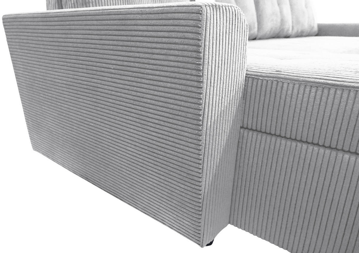 WOHNLANDSCHAFT in Cord Hellgrau  - Hellgrau/Schwarz, Design, Kunststoff/Textil (155/294/155cm) - MID.YOU