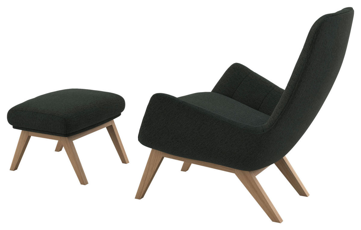 SESSELSET Flachgewebe Hocker    - Waldgrün/Eichefarben, Design, Holz/Textil (84/95/96cm) - MID.YOU