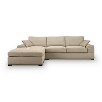 ECKSOFA VEDA Beige Flachgewebe  - Beige/Schwarz, Basics, Holz/Textil (308/186cm) - MID.YOU
