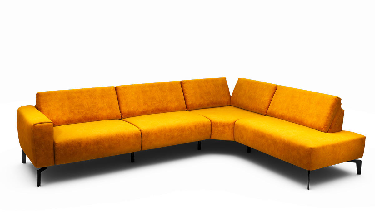 ECKSOFA Cosy Gelb Samt  - Gelb/Schwarz, Design, Textil/Metall (296/213cm) - SENSOO
