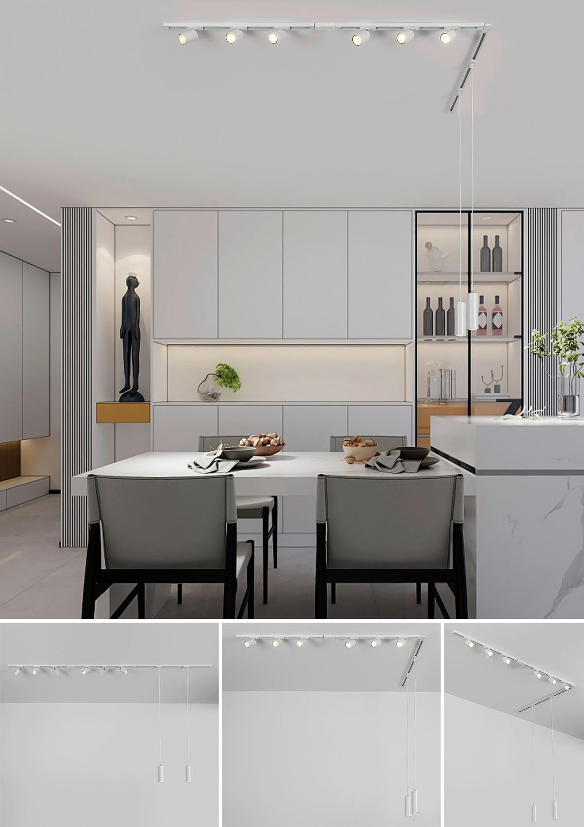 DECKENLEUCHTE 262 cm   - Weiß, Trend, Kunststoff/Metall (262cm) - Novel