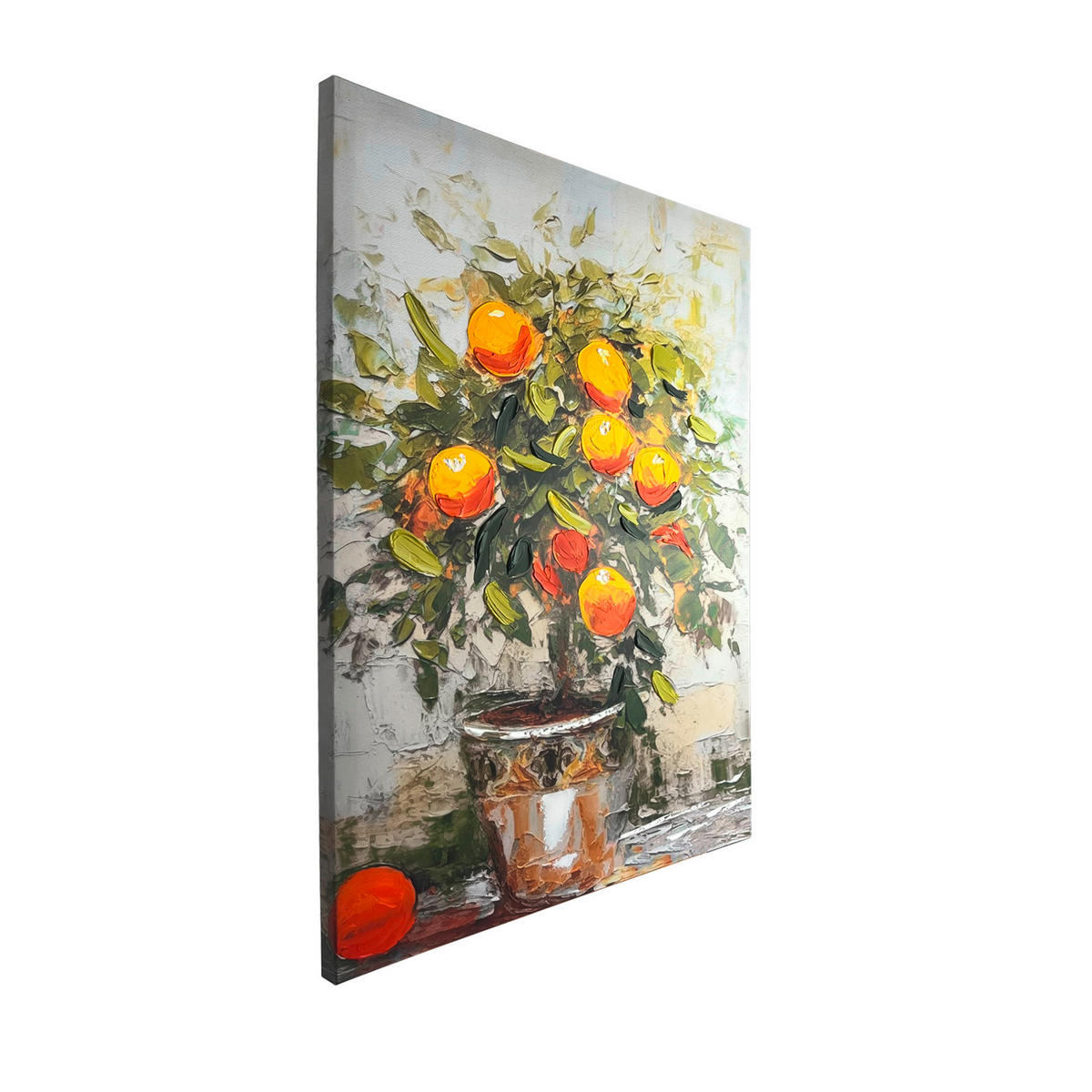 PICTURĂ ÎN ULEI 70/100 cm  - verde/portocaliu, Basics, textil/material pe bază de lemn (70/100cm) - Monee