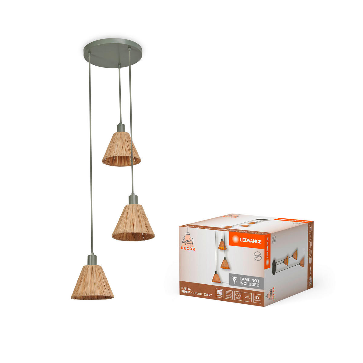 PENDELLEUCHTE 43/125 cm  - Natur, Naturmaterialien/Metall (43/125cm) - Ledvance