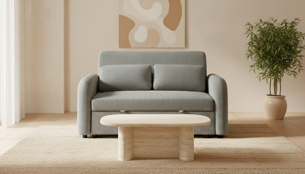 SCHLAFSOFA Cord Dunkelgrau  - Dunkelgrau/Schwarz, Design, Kunststoff/Textil (150/86/90cm) - MID.YOU