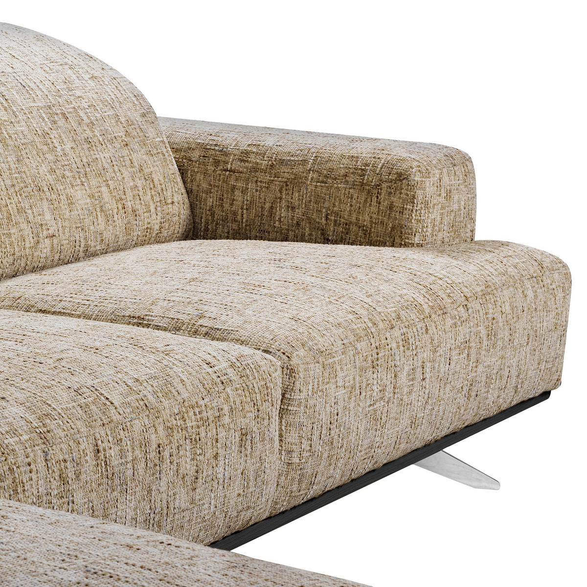 ECKSOFA Struktur Hellbraun  - Chromfarben/Hellbraun, Design, Holz/Textil (187/295cm) - Livetastic