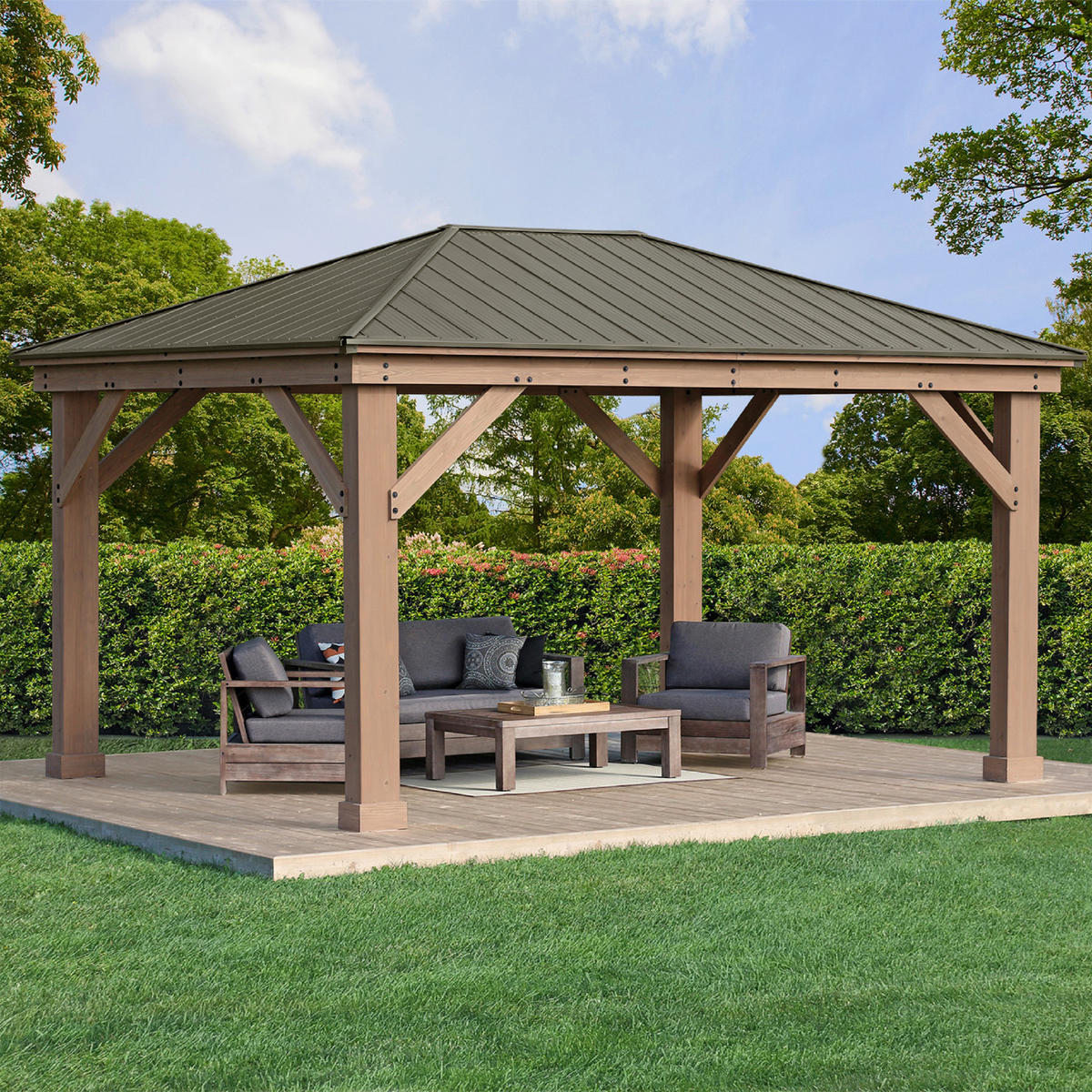 PAVILLON 490/315/371 cm   - Bronzefarben/Mokka, Basics, Holz/Metall (490/315/371cm)