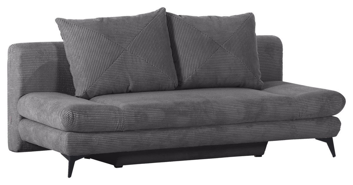 SCHLAFSOFA in Cord Dunkelgrau  - Dunkelgrau/Schwarz, Konventionell, Textil/Metall (200/78/95cm) - home24