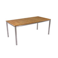 GARTENTISCH 180/90/75 cm Holz, Metall rechteckig  - Silberfarben/Teakfarben, MODERN, Holz/Metall (180/90/75cm) - Gardenson