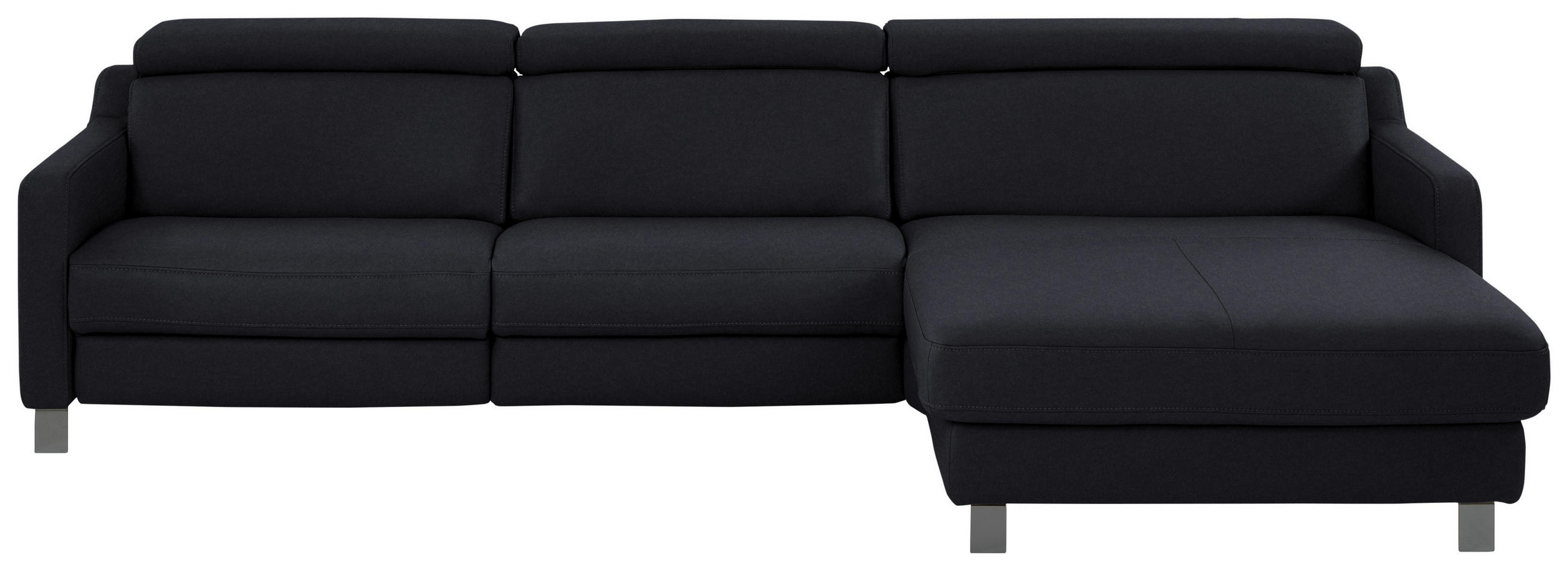 ECKSOFA in Echtleder Schwarz  - Schwarz, Design, Leder/Metall (291/176cm) - Valdera