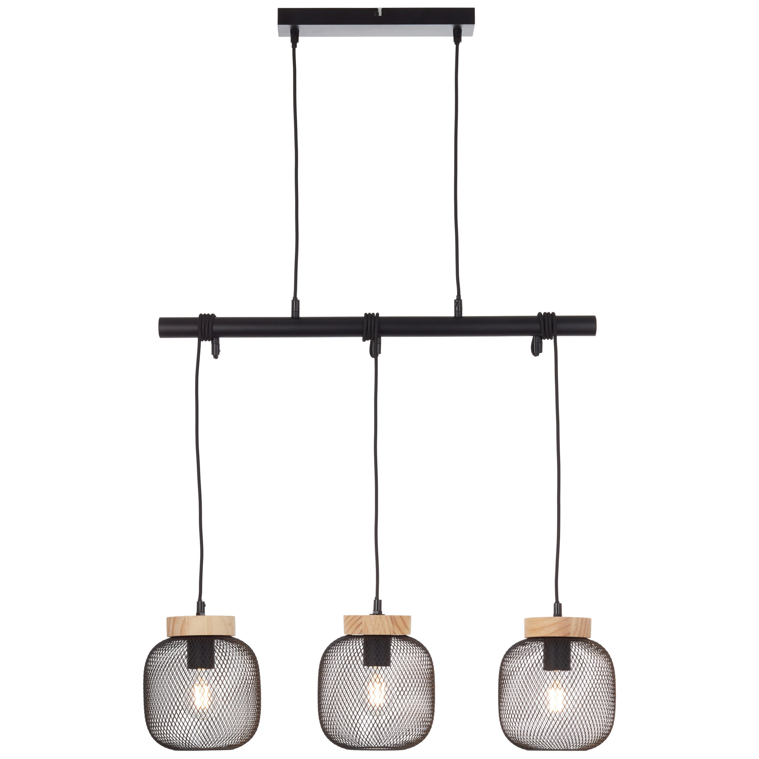 PENDELLEUCHTE 68/18/177 cm    - Schwarz/Kieferfarben, Basics, Holz/Metall (68/18/177cm) - Brilliant