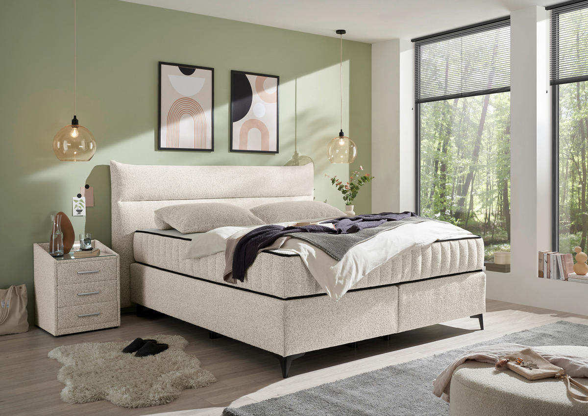 BOXSPRINGBETT 180/200 cm  in Beige  - Beige, MODERN, Holzwerkstoff/Kunststoff (180/200cm) - MID.YOU
