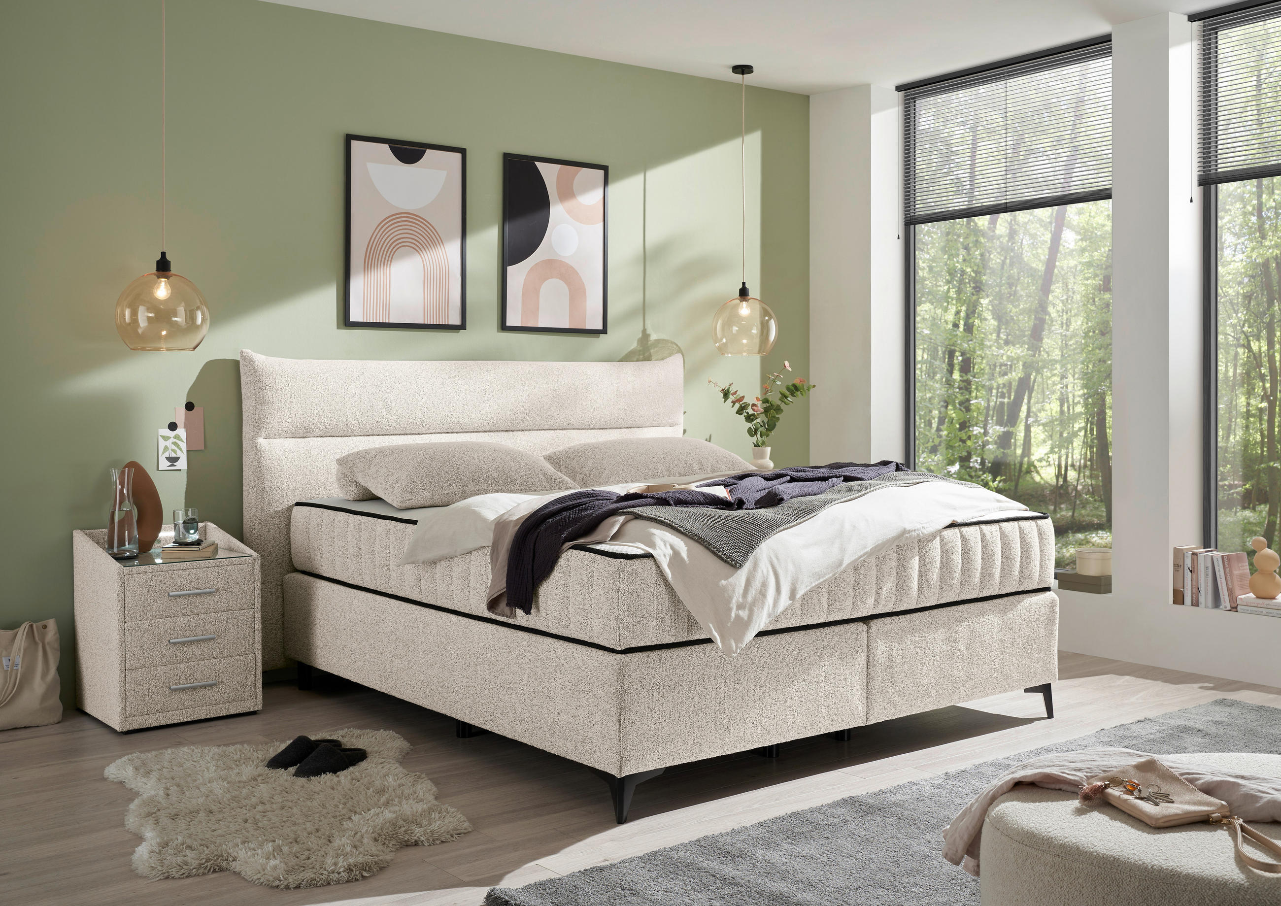 MID.YOU POSTEL BOXSPRING, 180/200 cm, béžová