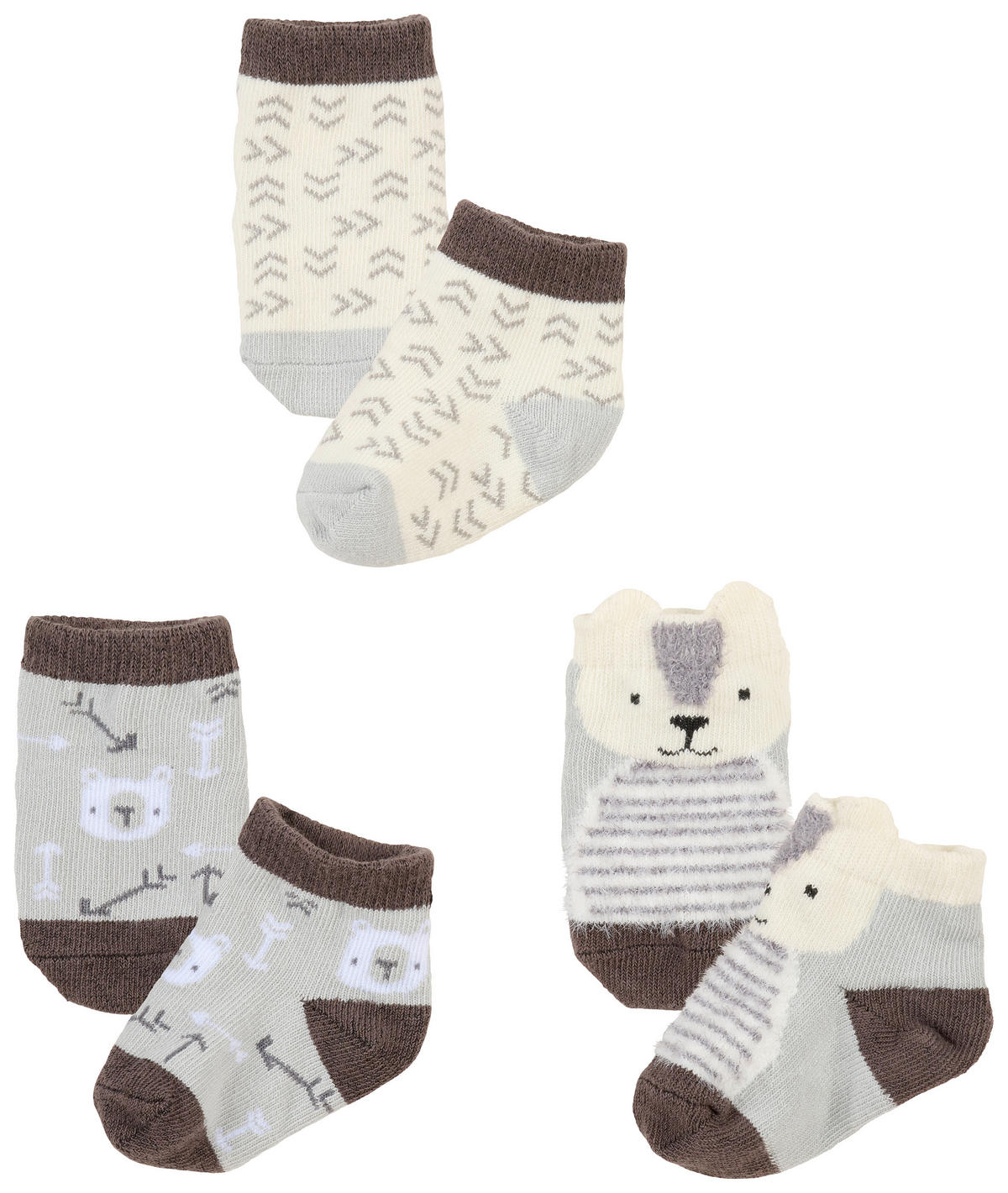 BABYSOCKEN 3 Stück  - Beige/Creme, Basics, Textil (0-6 Mnull) - Patinio