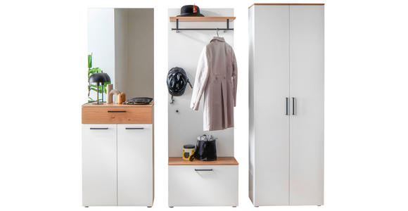 GARDEROBE 5-teilig in 220/198/29 cm - Wildeiche/Weiß, Design, Holz/Holzwerkstoff (220/198/29cm) - Moderano