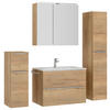 BADEZIMMER 5-teilig  in 141 cm  - Edelstahlfarben/Eichefarben, MODERN, Holzwerkstoff/Stein (141cm) - Nobilia
