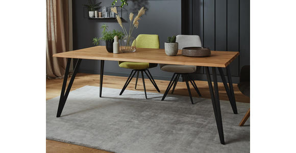 ESSTISCH in Holz, Metall 200/100/76 cm - Eichefarben/Schwarz, Design, Holz/Metall (200/100/76cm) - Valnatura