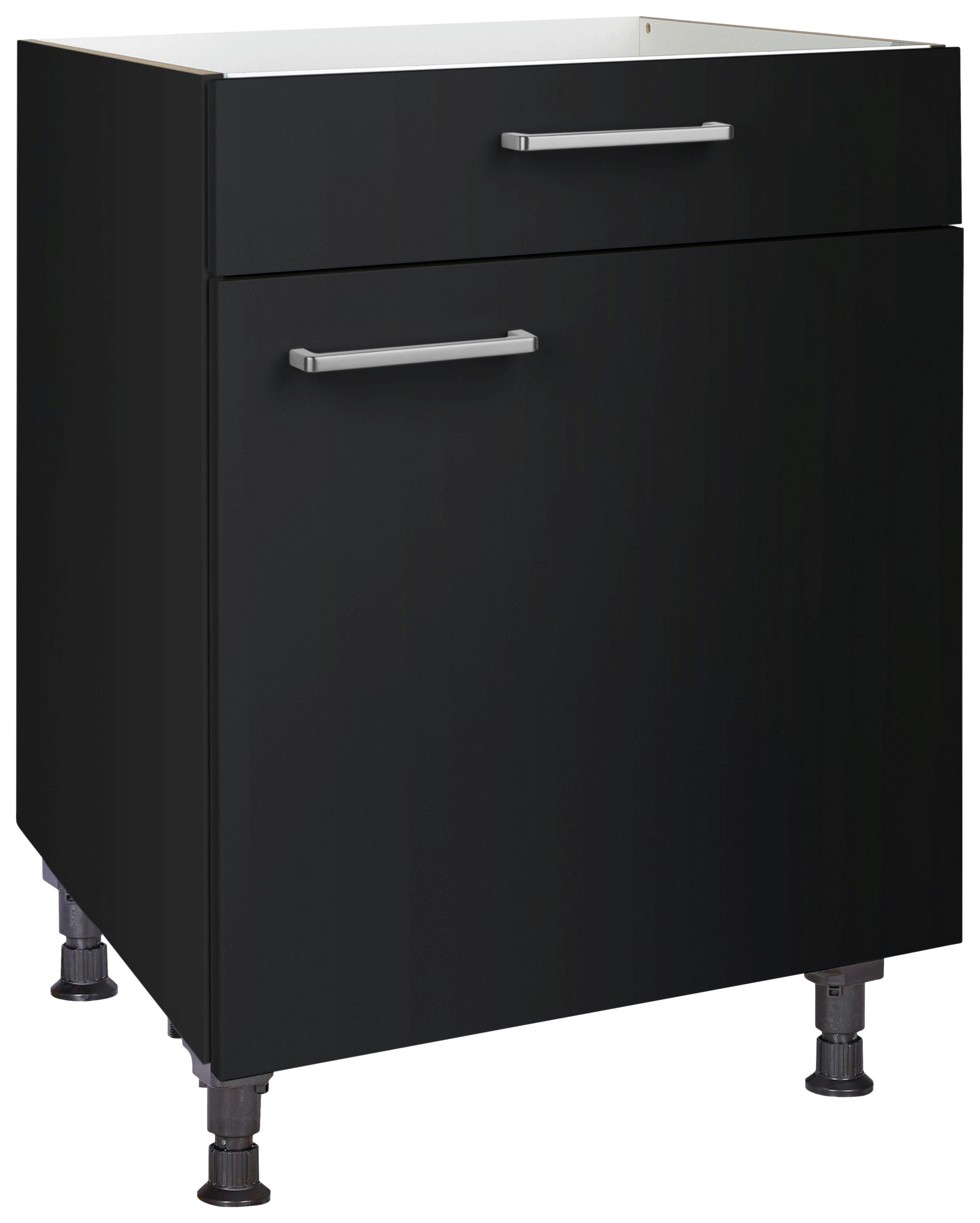 KOCHFELDUMBAUSCHRANK 60/87/56 cm  in Schwarz  - Edelstahlfarben/Schwarz, MODERN, Holzwerkstoff/Metall (60/87/56cm) - Nobilia