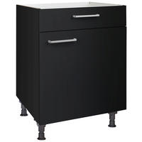 KOCHFELDUMBAUSCHRANK 60/87/56 cm  in Schwarz  - Edelstahlfarben/Schwarz, MODERN, Holzwerkstoff/Metall (60/87/56cm) - Nobilia